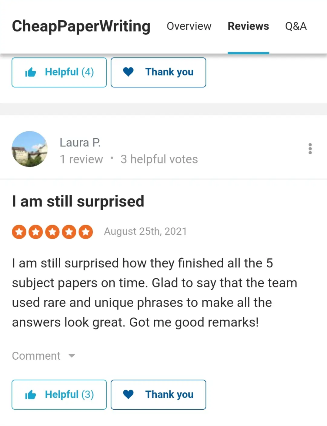 CheapPaperWriting review on Sitejabber
